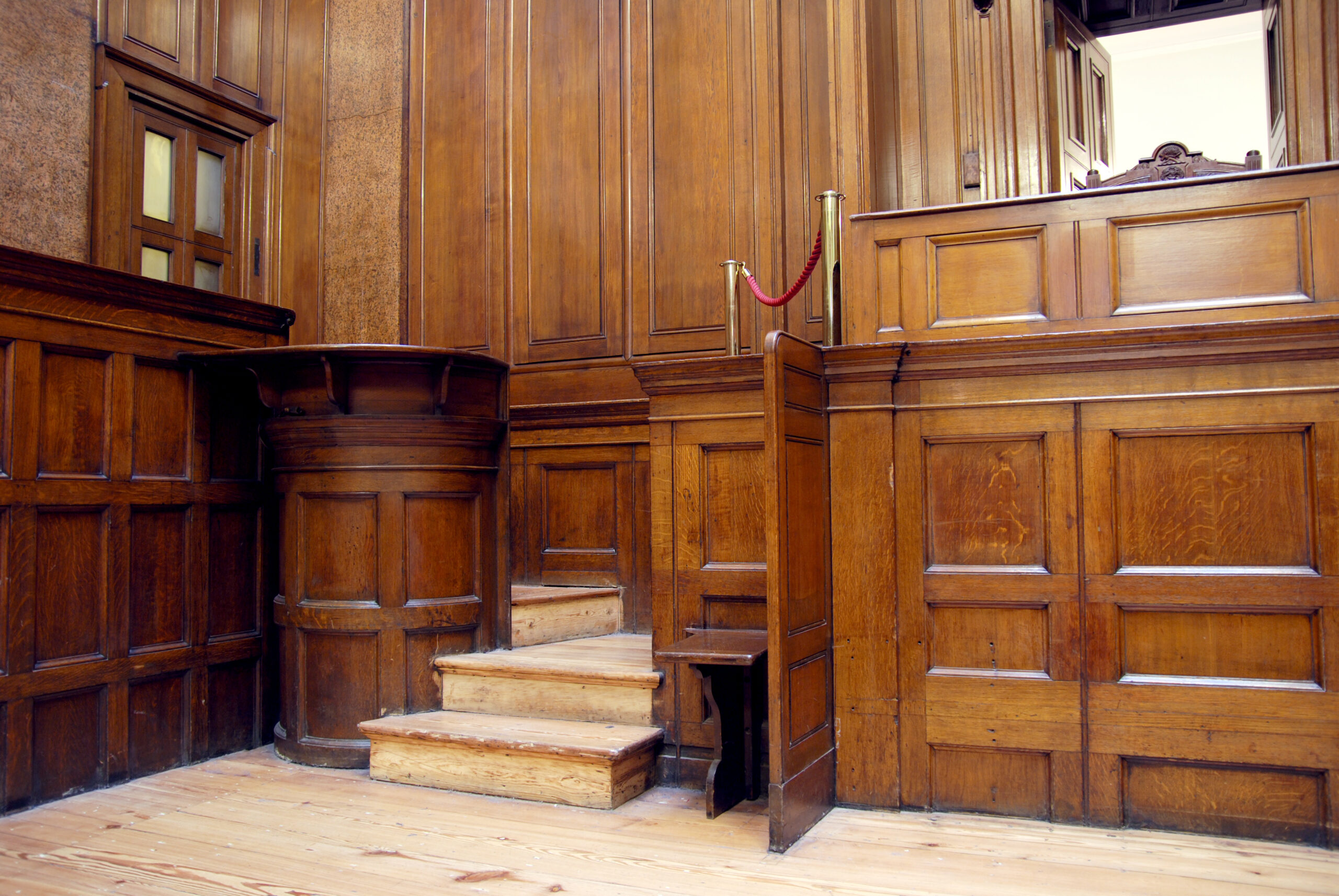 The dock in courtroom - Breakthrough Solicitors - Free inital advice Family Law Specialists