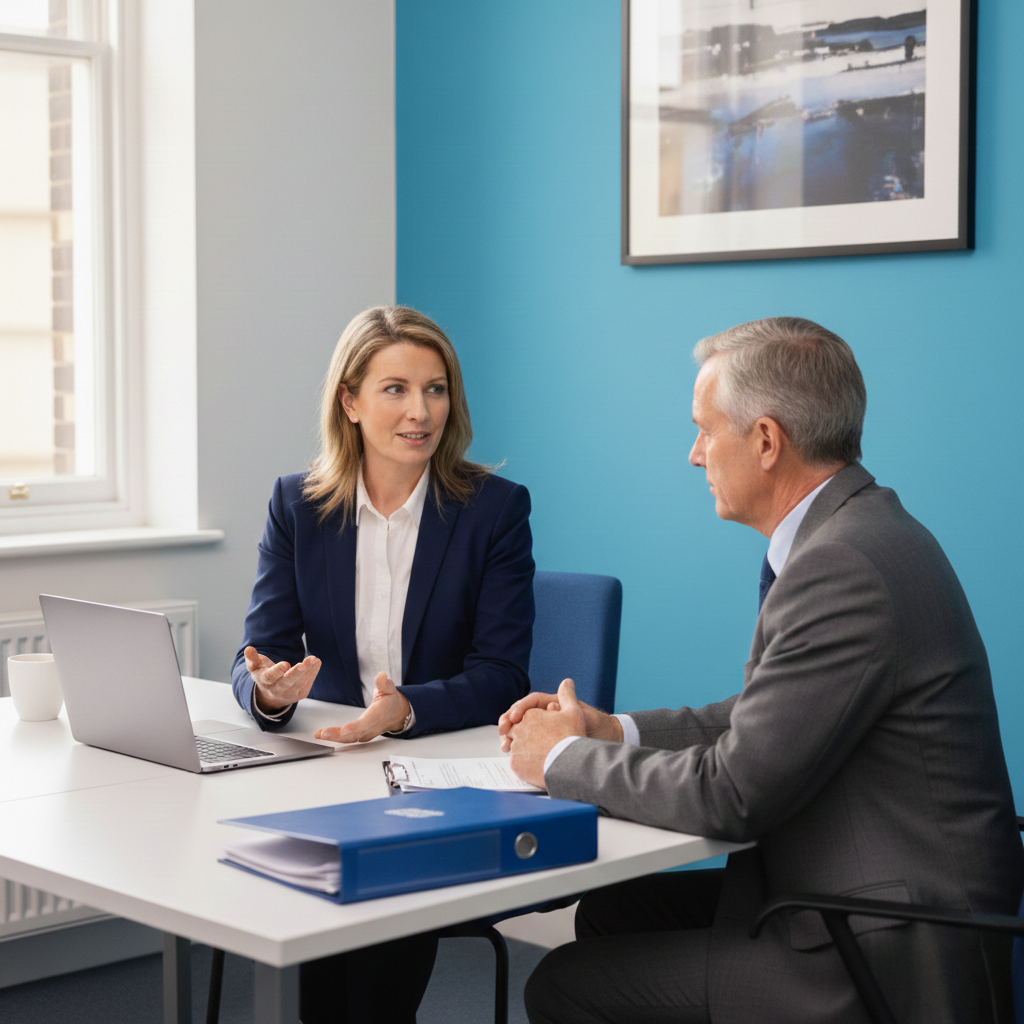 civil partnership solicitor partaking in a meeting with a client