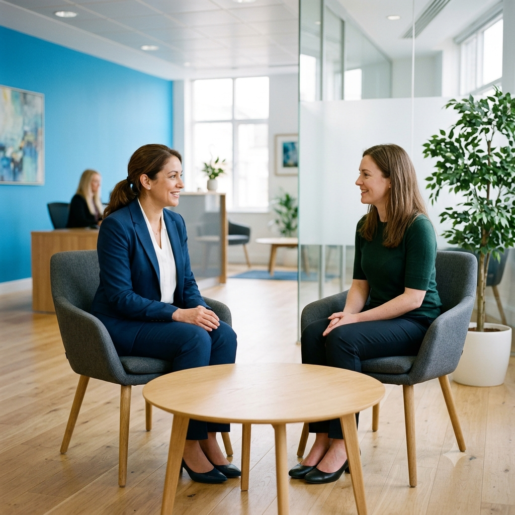 breakthrough solicitors talking to a legal client for finances and property related matters